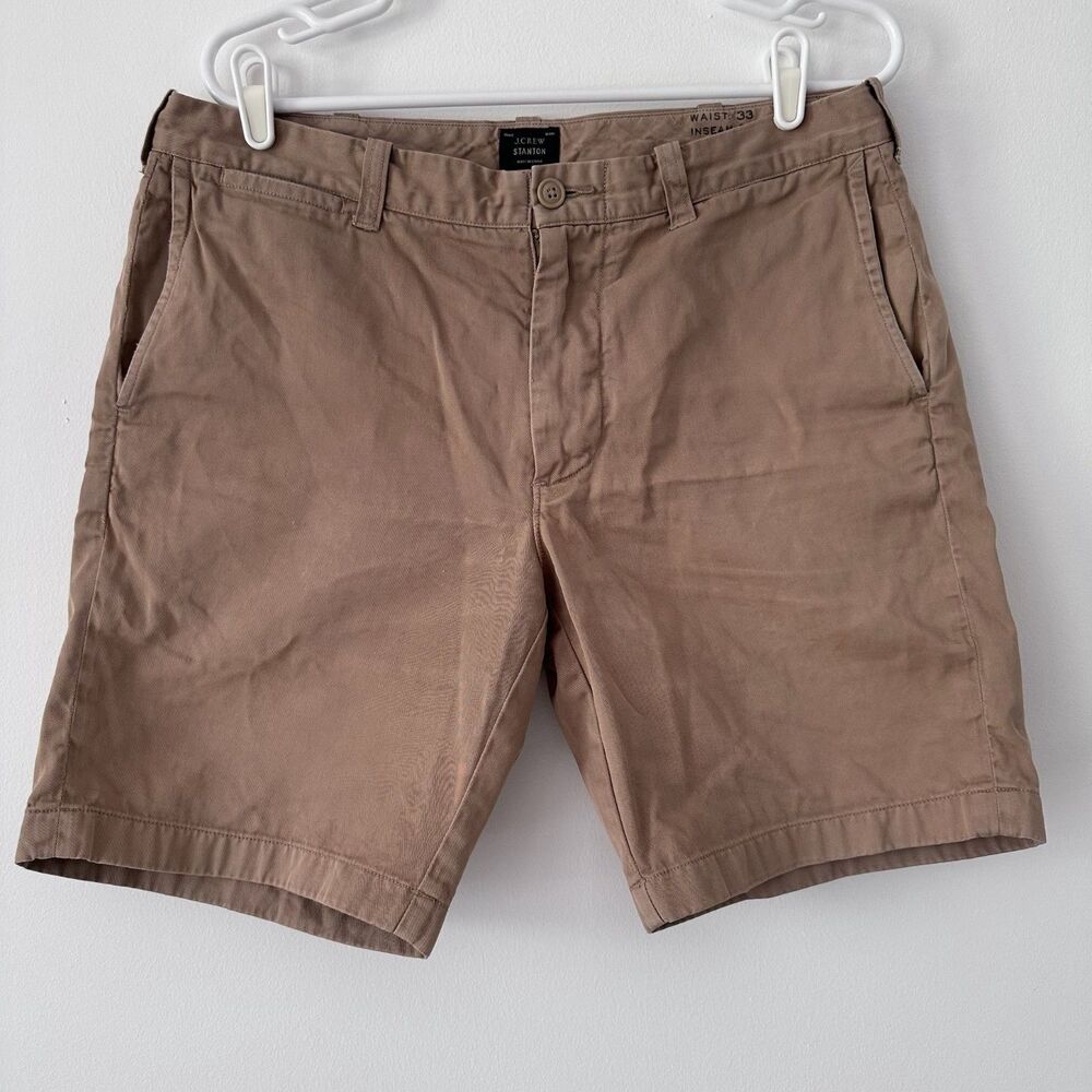 J. Crew Men’s Stanton Chino Garment Dye Cotton Twill Brown Khaki Tan Shorts 33
